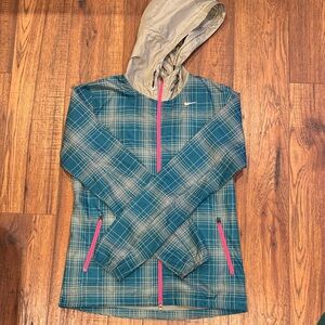 Y2K Vintage Womens Nike Blue and Gray Plaid Utility Jacket small S
